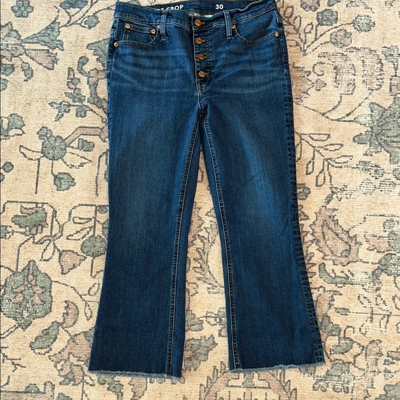 J Crew sz 30 Billie Demi boot cropped jeans with button fly EUC - Picture 2 of 12
